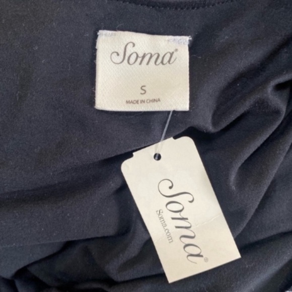 Soma Maxi Dress Small Belted Sundress Black White Silky Soft Sleeveless. - Picture 3 of 4